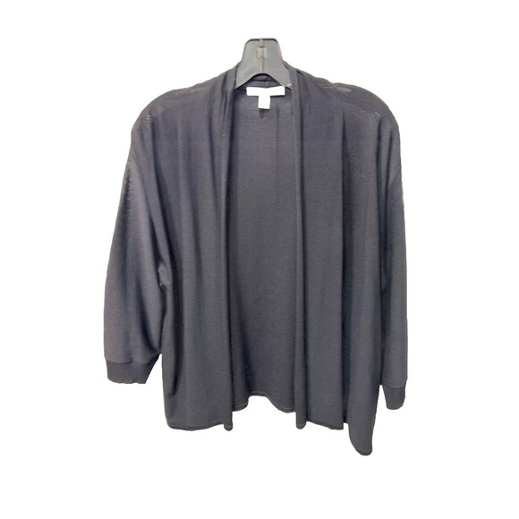 Max Mara Women Jersey Knit 3/4 Sleeve Open Front Sweater Cardigan Black 21x26” L - Picture 2 of 6